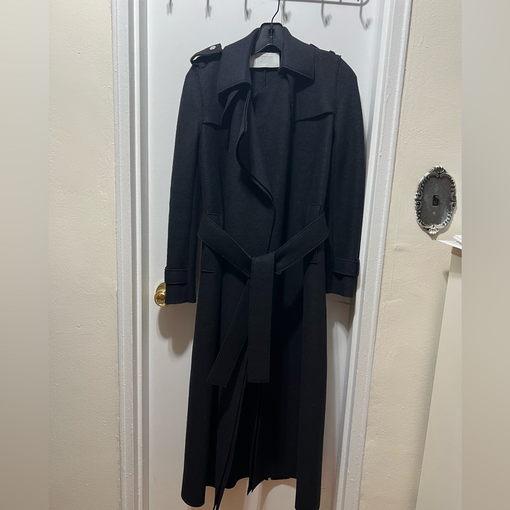 Harris Wharf London - Black Pressed Wool Trench Coat